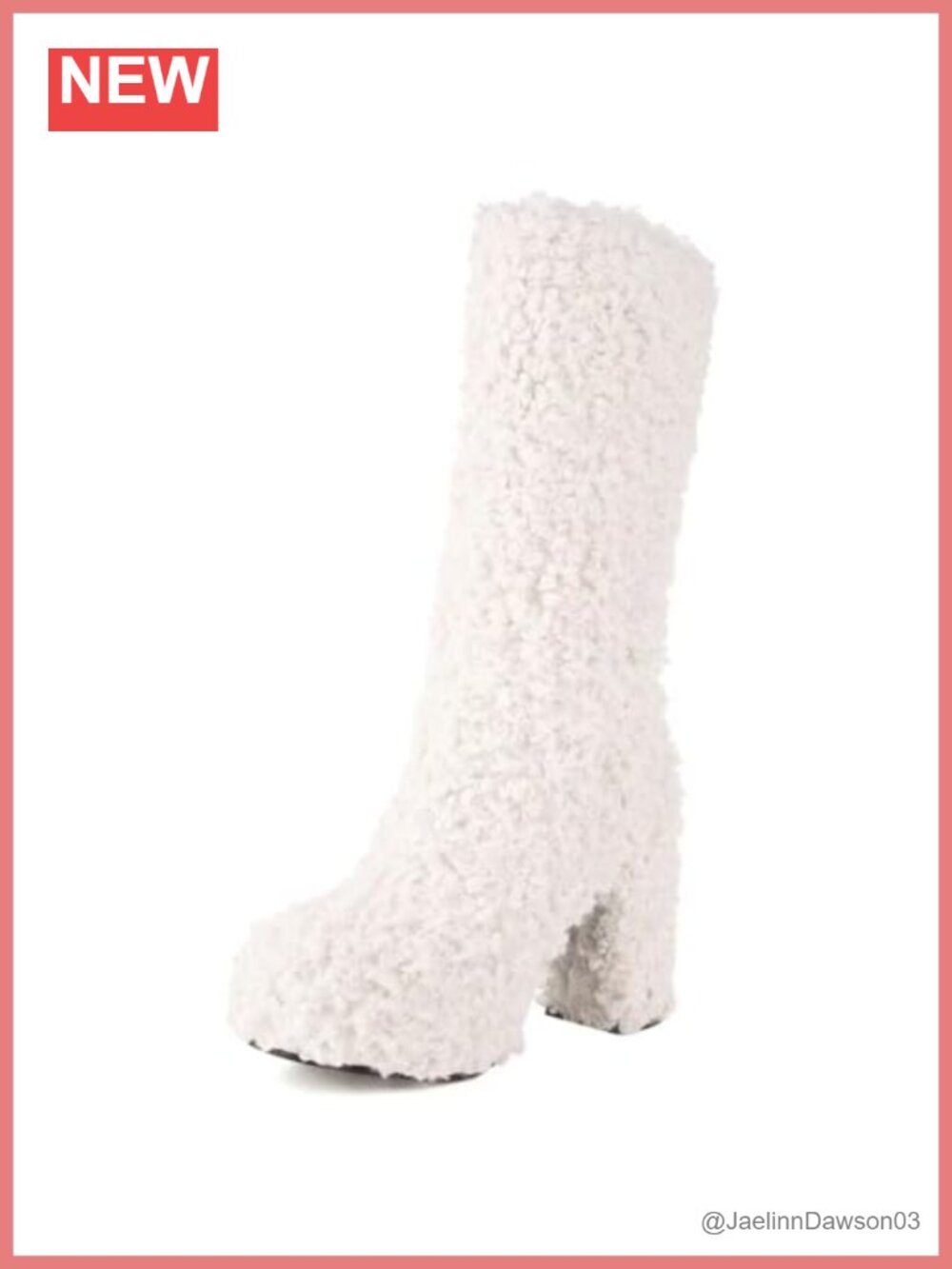 Furry Faux Fur Trim Platform Chunky High Heel Knee-High Pull-On Winter Boots